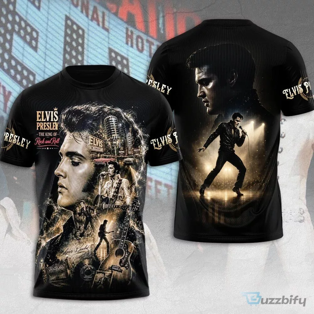 Elvis Presley The King of Rock and Roll Graceland Concert Black T-Shirt