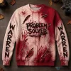 Warren Problem Solved Blood Splatter Horror Graphic Halloween Sweatshirt