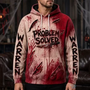Warren Problem Solved Blood Splatter Horror Graphic Halloween Sweatshirt