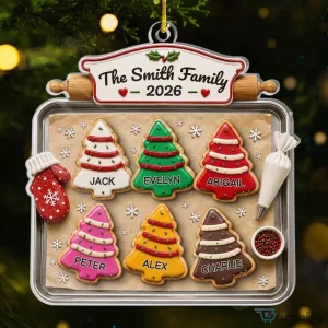 Personalized Christmas Tree Cookies Family Name Holiday Ornament