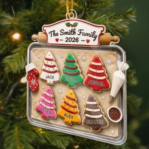 Personalized Christmas Tree Cookies Family Name Holiday Ornament