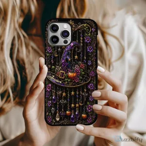 Personalized Witch Hat Halloween Floral Design Phone Case for iPhone
