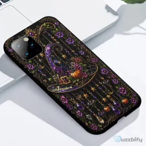 Personalized Witch Hat Halloween Floral Design Phone Case for iPhone
