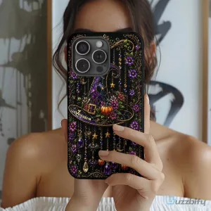 Personalized Witch Hat Halloween Floral Design Phone Case for iPhone