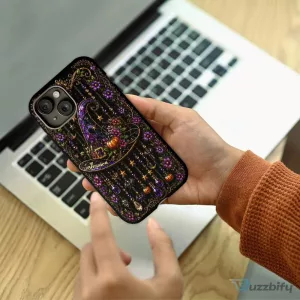Personalized Witch Hat Halloween Floral Design Phone Case for iPhone