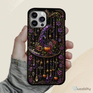Personalized Witch Hat Halloween Floral Design Phone Case for iPhone