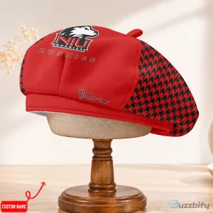 Northern Illinois Huskies Custom Name Red Houndstooth Beret Hat