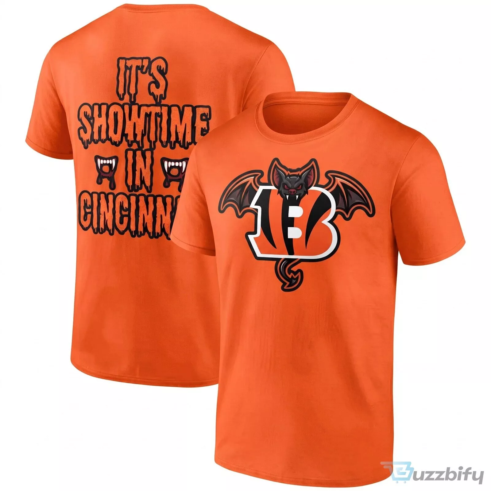 Cincinnati Bengals Halloween Showtime In Cincy Vampire Bat Logo Black T-Shirt