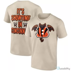 Cincinnati Bengals Halloween Showtime In Cincy Vampire Bat Logo Black T-Shirt