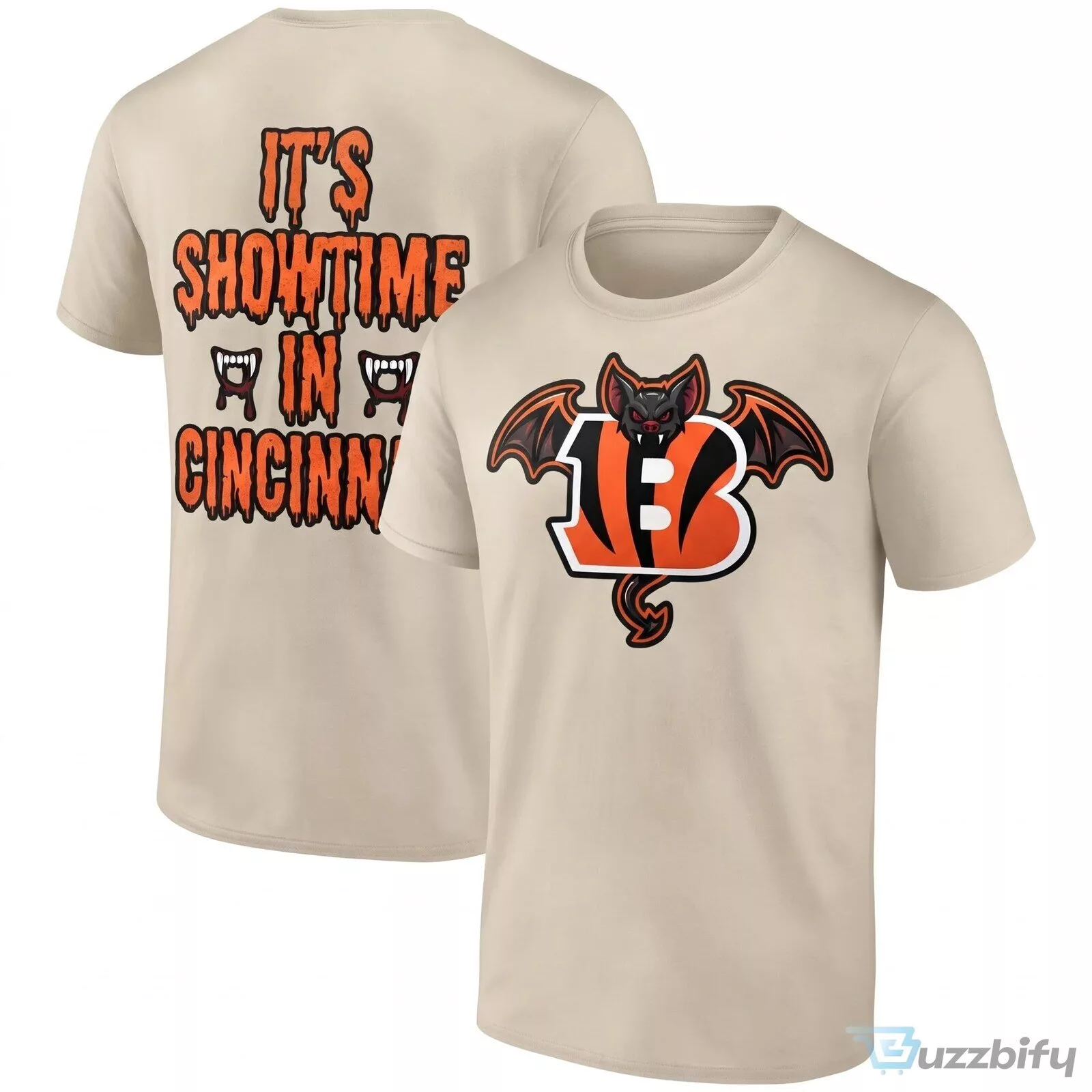 Cincinnati Bengals Halloween Showtime In Cincy Vampire Bat Logo Black T-Shirt