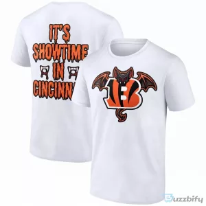 Cincinnati Bengals Halloween Showtime In Cincy Vampire Bat Logo Black T-Shirt