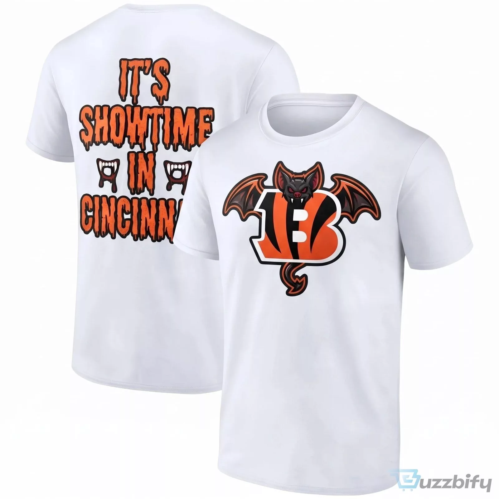 Cincinnati Bengals Halloween Showtime In Cincy Vampire Bat Logo Black T-Shirt