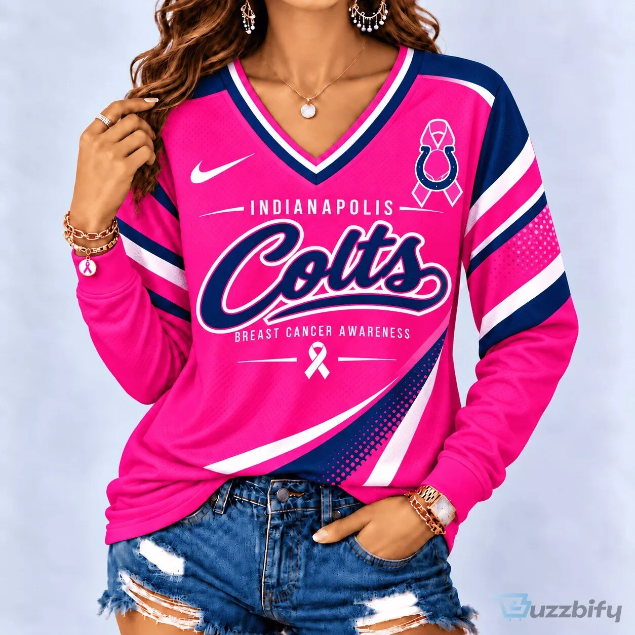 Indianapolis Colts Breast Cancer Awareness Pink Long Sleeve Shirt