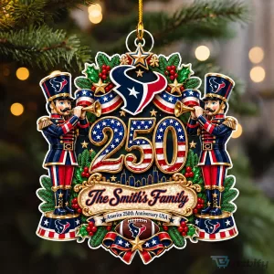 Houston Texans NFL Christmas Ornament Custom Name America 250th Anniversary