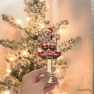 Personalized Just Doing Christmas Shit Santa Claus Tree Topper Decoration