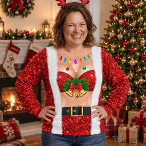 Funny Santa's Cheekiest Helper Christmas Ugly Sweater for Women