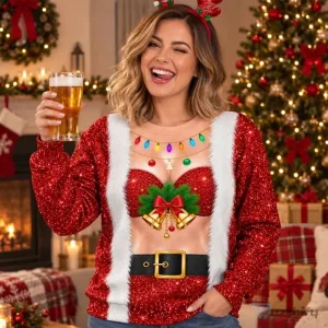 Funny Santa's Cheekiest Helper Christmas Ugly Sweater for Women