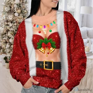 Funny Santa's Cheekiest Helper Christmas Ugly Sweater for Women