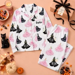 Halloween Princess and Witch Pattern Personalized Pajamas for Women