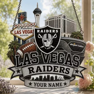 Las Vegas Raiders NFL Stained Glass Window Suncatcher