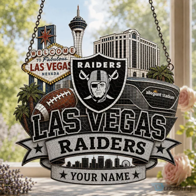 Las Vegas Raiders NFL Stained Glass Window Suncatcher