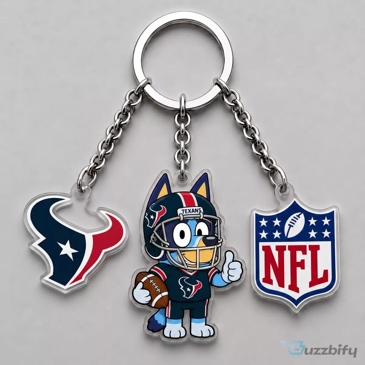 Houston Texans Bluey National Football League Triple Charm Keychain
