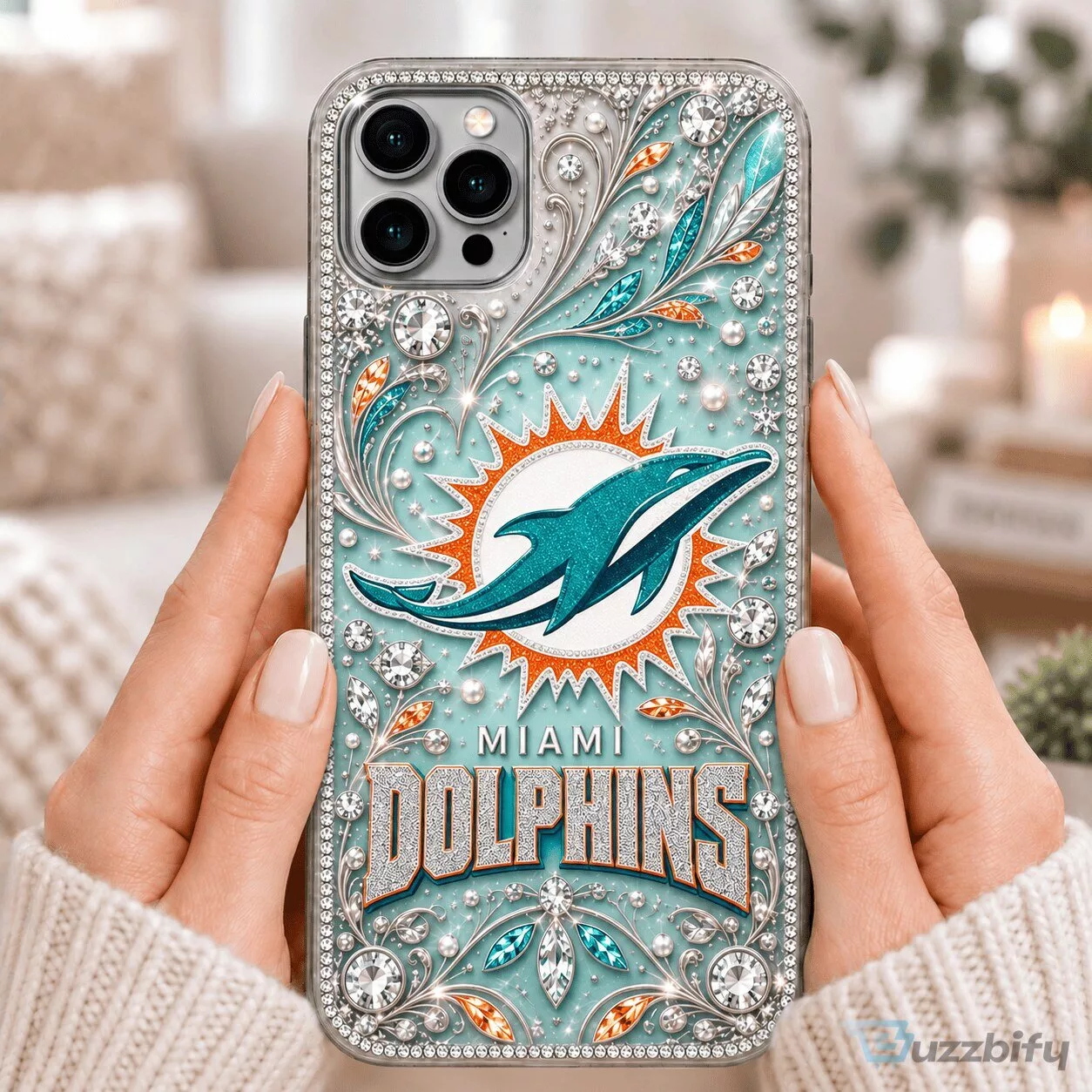 Miami Dolphins Football Team Rhinestone Phone Case