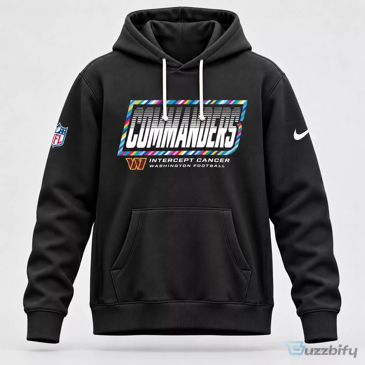 Washington Commanders Intercept Cancer NFL Football Team Black Hoodie