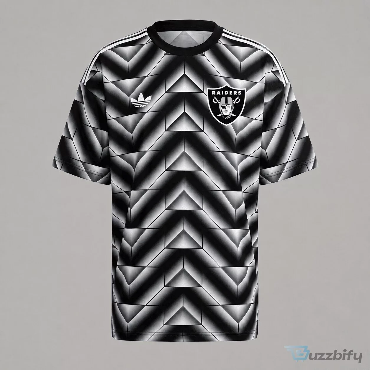 Las Vegas Raiders Geometric Pattern Black and White Football Jersey