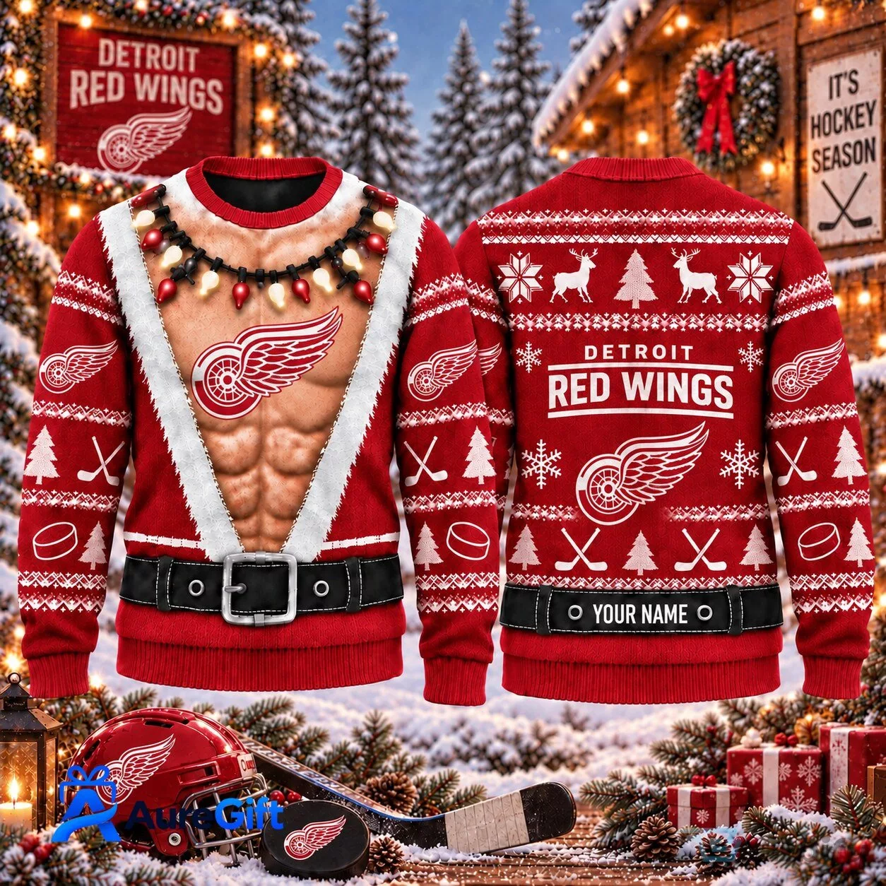 Detroit Red Wings Christmas Kickoff Personalized Ugly Sweater