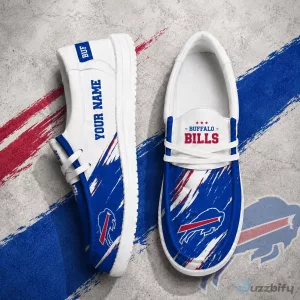 Buffalo Bills Personalized Custom Name Blue White Hey Dude Shoes