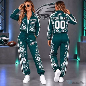 Philadelphia Eagles Custom Name and Number Floral Tracksuit Set