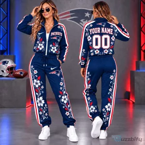 New England Patriots Floral Custom Name And Number Tracksuit