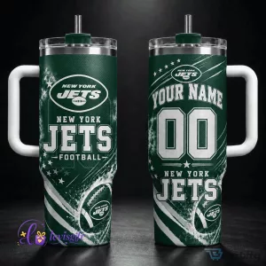 New York Jets Football Team Personalized Name And Number Tumbler