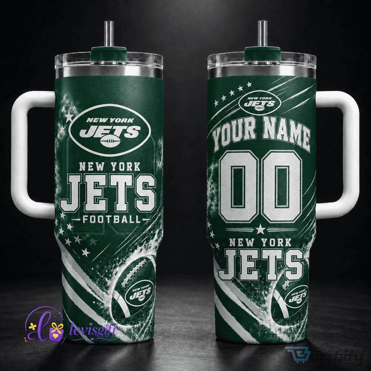 New York Jets Football Team Personalized Name And Number Tumbler