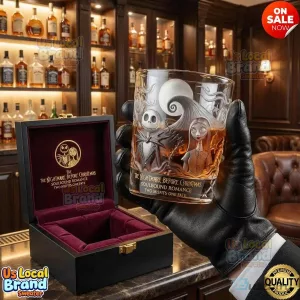 Nightmare Before Christmas Jack and Sally Dark Romance Whiskey Glass
