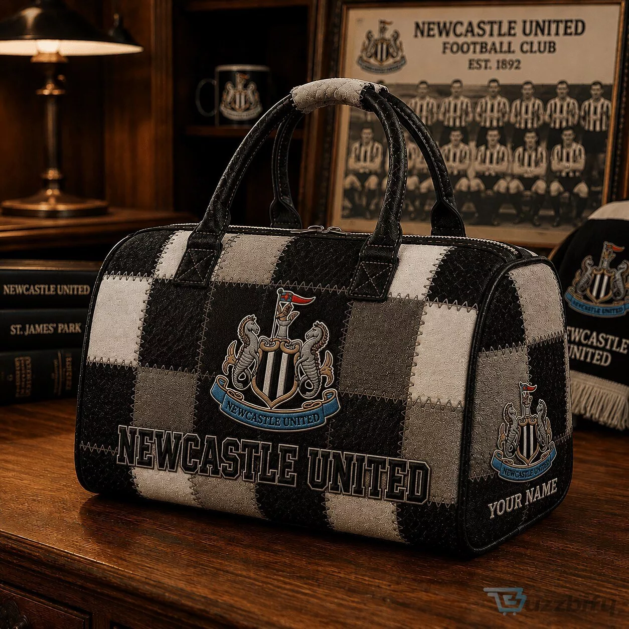 Newcastle United Football Club Quilted Duffel Bag Custom Name