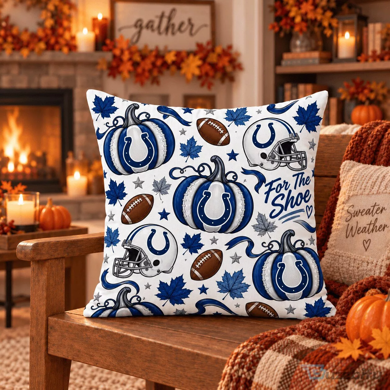 Indianapolis Colts Halloween Pumpkins Football Helmets Throw Pillow