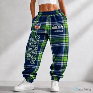Seattle Seahawks NFL Plaid Pattern Custom Name Fan Pants