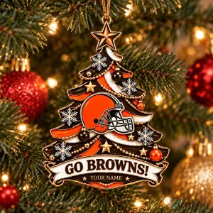 Cleveland Browns Christmas Tree Ornament Custom Name Football Fan Gift
