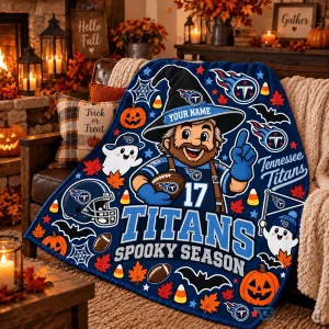 Tennessee Titans Halloween Spooky Season Personalized Fleece Blanket