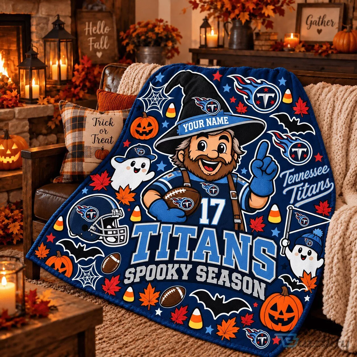Tennessee Titans Halloween Spooky Season Personalized Fleece Blanket