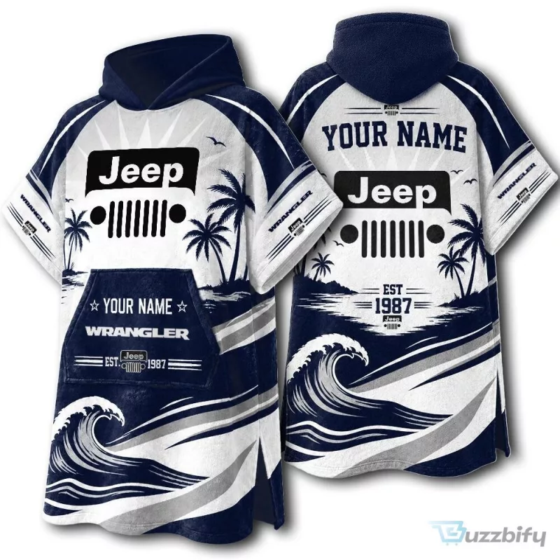 Jeep Wrangler Personalized Beach Hooded Poncho Towel