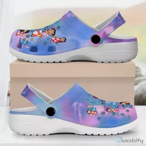 Lilo and Stitch Cartoon Characters Blue Pink Tie Dye Pattern Clogs Shoes