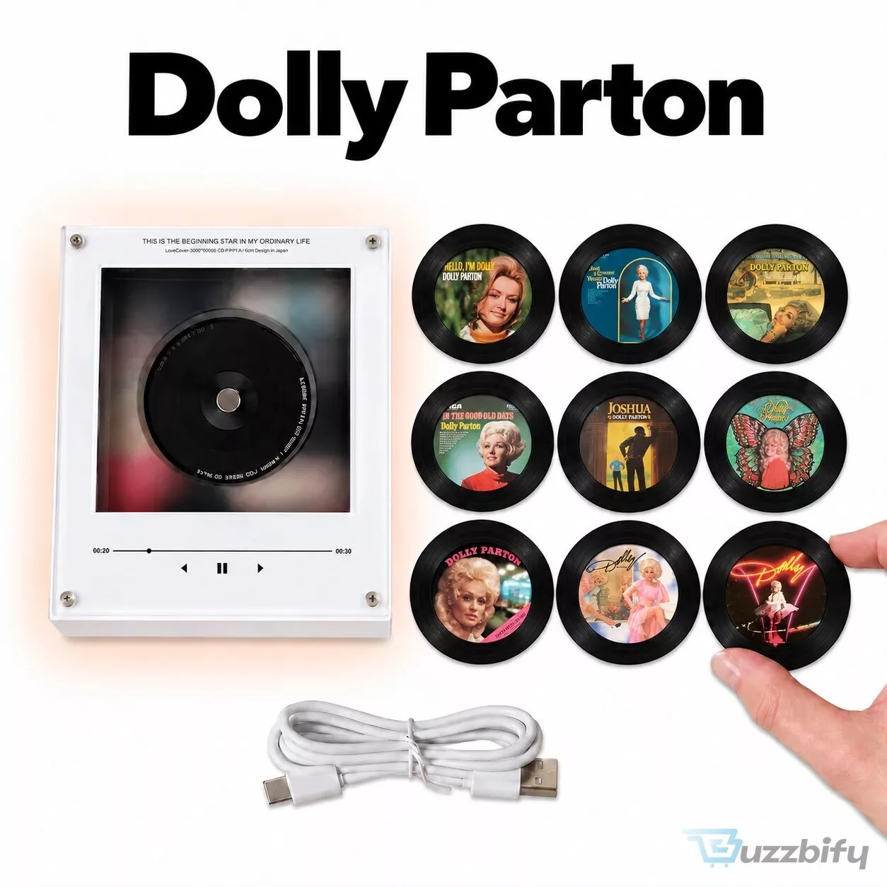 Dolly Parton Magnetic Music Player with Mini Album Cover Magnets