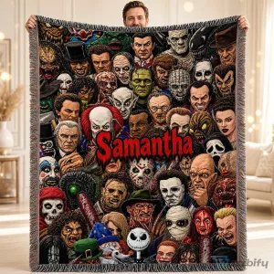 Personalized Horror Movie Villains Collage Blanket