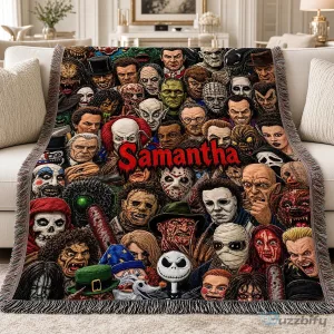 Personalized Horror Movie Villains Collage Blanket
