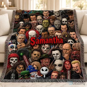 Personalized Horror Movie Villains Collage Blanket