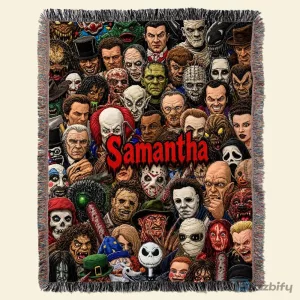 Personalized Horror Movie Villains Collage Blanket