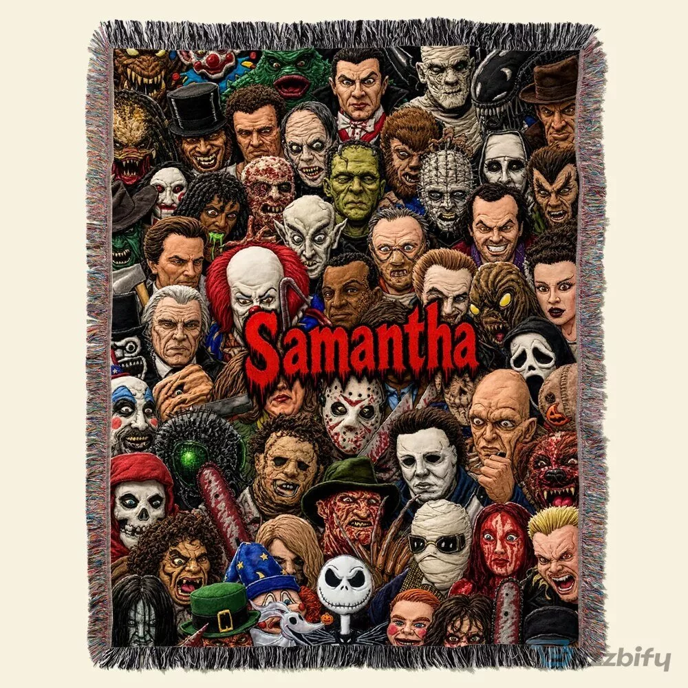Personalized Horror Movie Villains Collage Blanket